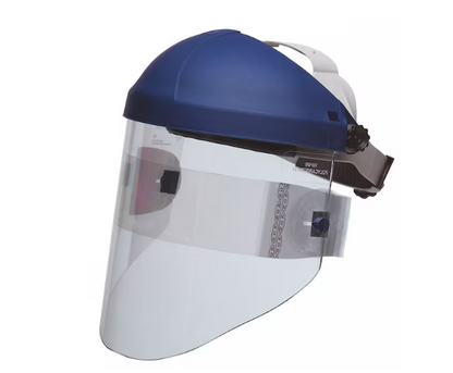 Single Crown Headgear for Faceshield, Thermoplastic, Dielectric Protection, Ratchet, Blue