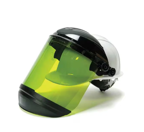 Faceshield with 6-Point Suspension Hard Hat, Arc Flash Series, Front Brim, Ratchet Suspension