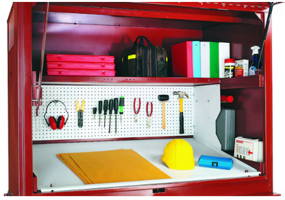 Jobsite Field Office, Heavy-Duty, Steel, Lockable Desktop, Hanging Pegs, 63" W x 42" D x 80" H