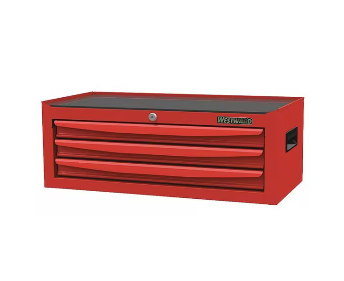 WESTWARD Intermediate Chest, 3-Drawers, Powder Coated Red, 26.5" W x 12.5" in D x 9.5" H