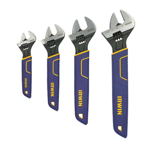 Vise-Grip Adjustable Wrench Set, 6 in, 8 in, 10 in, 12 in, Chrome, 4-Piece