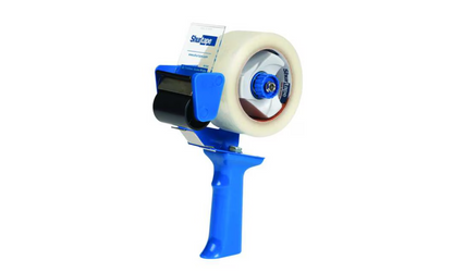 Tape Dispenser, Handheld, For Tape 2 in W, 3 in Core Dia, 11 3/4 in L, Pistol Grip, Blue